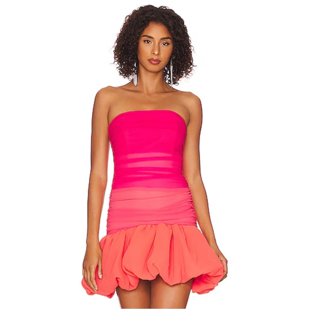 Revolve NBD ANAISHA ombré pink mini strapless dress